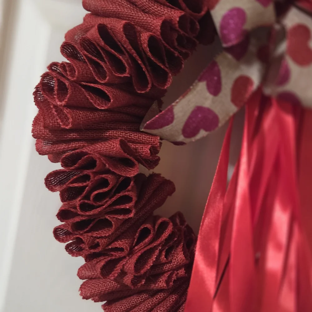 Elegant Red Heart Wreath with Ribbon